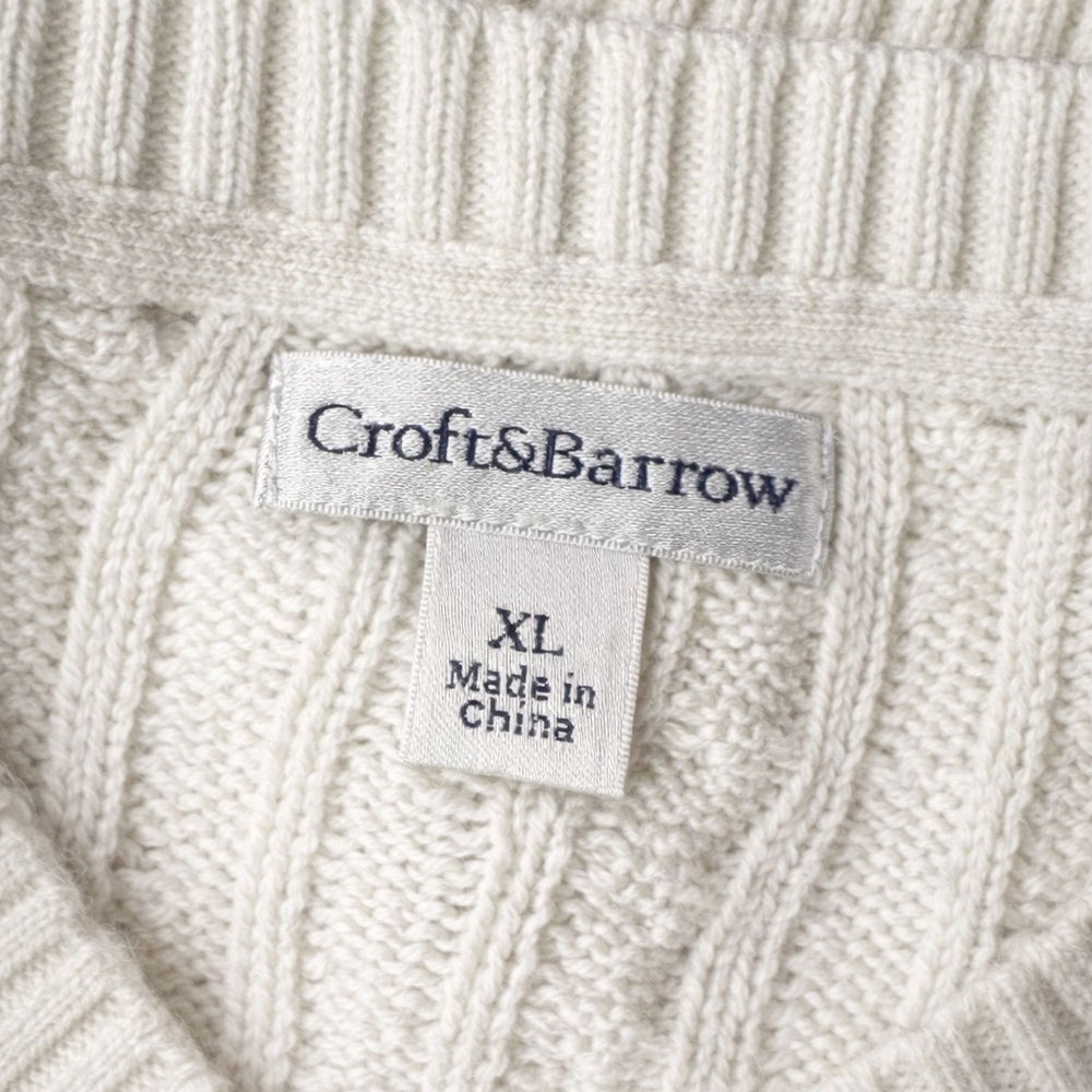 Croft & Barrow Cable Knit Sweater Women’s XL Ivory V Neck Cozy - Picture 3 of 4